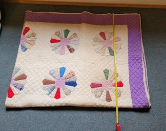 R12  Two Quilts, Dresden Plate Handmade Vintage Quilt, Handmade Quilted Throw Blanket