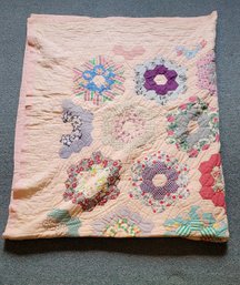 R12 Two Quilts, Handmade Vintage Quilt And Handmade Quilted Throw Blanket