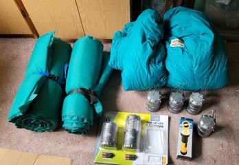 R2Collection Of Camping Gear Including Tent, Sleeping Pads, Coleman Twin Air Mattress Sleeping Bag, Coleman