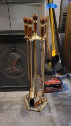 R0 Metal Fireplace, Brass Fireplace Utensils, Creosote Destroying Logs, Mop, Brooms, And Other Items