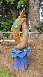 R00 Wood Dolphin Carving