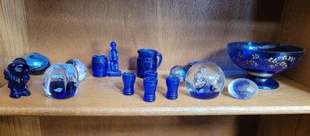 R4 Collection Of Glass Paper Weights, Figurines, Bowl, Pitcher, And Other Items