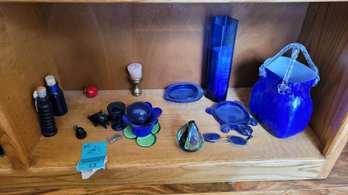 R4 Assorted Blue Glass Knick Knacks And Other Items