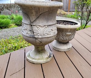 R00 Resin Cement Like Planters In 2 Sizes And Potting Soil
