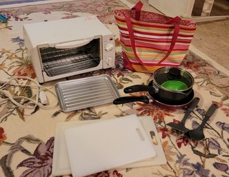 R12 Chefmate Toaster Oven, Bialetti Pot And Pan, Cutting Boards, Spatula And Tote