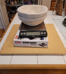 R3 Baking Stone, Oxo Good Grips Kitchen Scale, And Banneton Bread Proofing Bowls