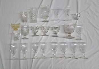 Assortment Of Glassware Inuding Large Brandi Sniffer, Goblets, Martini Glasses, Sherbet Cups, Drinking Glasses