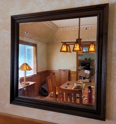 R1 Wood Framed Mirror Mounted On Wall