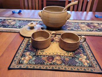 R1 Soup Tureen, Ladel, Soup Mugs, Table Runner And 4 Placemats