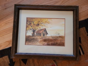 R1 Rustic Wood Framed 'Autumn Gold' By Artist Roland L. Lee Signed Print