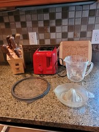 R2 J.a. Henckels Knife Block, Assorted Knives, Cuisinart Toaster, Montana Cutting Board, Quart Measurpitcher,