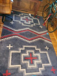 R5 Area Rug In Shades Of Gray And Red And Anti-skid Floor Protector