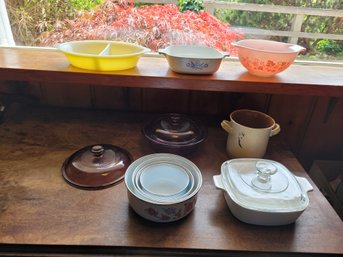 R7 Corningware Blue Cornflower Cassarole Pan, Pyrex Dish With 2 Lids, Divided Dish, Pink Pyrexbowl