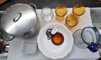 Large Stainless Steel Pot With Lid, Ovenware, Vase, Candle Tray, Napkin Rings, Pitcher, Glass Scones