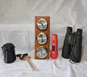 R7 Sundo Marine Barometer, Vintage Optik 8x56 114m/1000m Binoculars, Lantern, Flashlight, Decorative Outdoor T