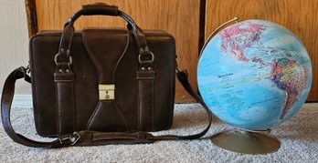 R7 Vintage Leather Diamond Model EL-5 Camera Case And Replogle World Nation Series 12' Diameter Globe