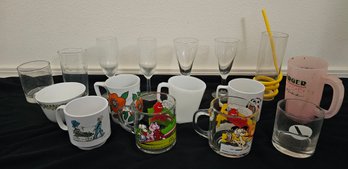 R3 Collection Of Vintage Glasses And Mugs To Include Vintage McDonald's Garfield Glass Mugs, Vintage Eastern A