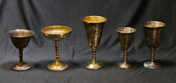 R2 Mix Of Vintage Spanish Silver Plated And Brass Goblets