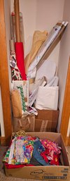 R4 Lot Of Wrapping Paper, Fabric Materials, And Other Sewing Supplies