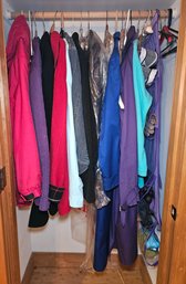 R2 Contents Of Coat Closet Including Women's Jackets, Shoes, Gloves, Closet Organizer, Umbrella, And Hangers