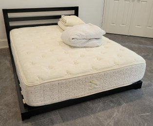 R2 Queen Size Metal Bed Frame And Serta HGTV Green Home Mattress, Martha Stewart Macy's Blanket, Mattress Pad