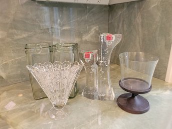 R7 Cut Glass Vase, Glass Candle Holder Bookends, Glass Vases Sets