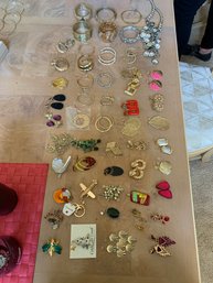 Costume Jewelry - Lot 2, Includes Necklaces, Pins, Earrings, Bracelets