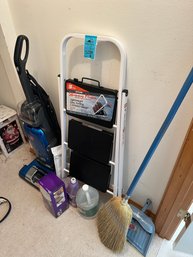 Hoover Vacuum, Step Ladder, Broom And Dustpan.