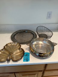 Possible Silver Platter, Silver Bowl, Basket