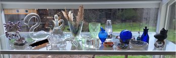 R8 Assortment Of Glass Figurines, Glasses, Picture Holders And Trinket Bowls