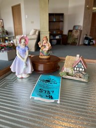 Reuge Music Box, Lilliput Lane Figurine, And Royal Doulton Figurine