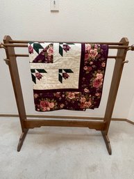 Quilt Rack With A Homemade Quilt
