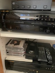 Marantz Stereo System, Magnavox VHS Player, And Paradigm Speakers