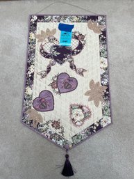 Homemade Purple Floral Quilt Wall Decoration