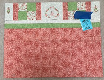 Handmade Embroidered Pink And Green Floral Quilt