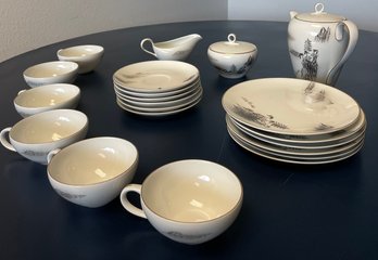 Arita Japanese Tea Set. Pattern #903 Includes Teapot, Sugar And Creamer, Tea Cups,  Saucers And  Desert Plates