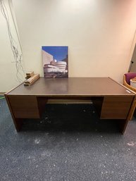 Office Desk, Wood Planks, Office Artwork