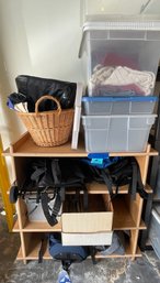 Bags, Travels Bags, Hangers, Empty Plastic Storage Boxes, Clothes, And Storage Unit