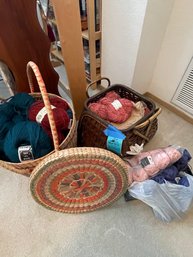 Knitting Baskets And Knitting Yarn In Various Sizes And Colors Including: Highlands And Islands, Rowans