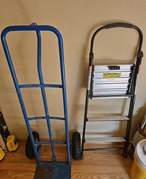 R12 Lot To Include Blue Metal Dolly And Step Stool