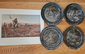 R8 Charles Russell Art Print And Collectors Plates