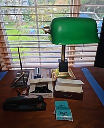 R5 Lot Of Office Supplies With Lamp And Small Pins