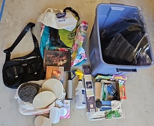 R0 Variety Of Home Use Items, Two Books, Reusable Bags, Shoulder Bag, And Serene Life Chair Cushion