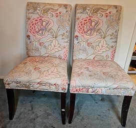 R1 Two Floral Pattern Chairs With Wooden Legs