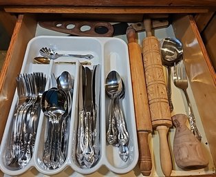 R2 Three Drawers Full Of International Silverware, Cooking Utensils And More