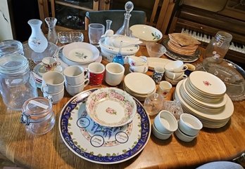 R7 Variety Of Glassware, China, Decanter, Sealed Glass Jars, Bowls, Tea Cups And More