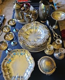 R7 Silverplated Servingware And Candle Holders