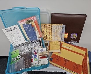 BNH Two Scrapbooking Containers, One Scrapbook, Variety Of Alphabet Stickers, Stamp Pad And Stamp With Stencil