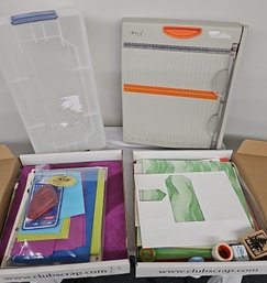 BNH Tonic Studios Paper Cutter, Rubbermaid Small Container, And Scrapbooking Supplies