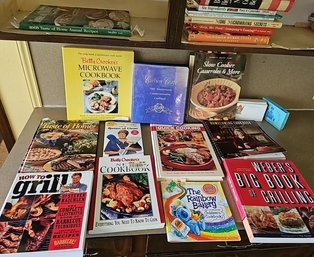 R1 Another Four Shelves Of Cookbooks Including Weber's Grilling, Slow Cooker Book, Betty Crocker,Taste Of Home